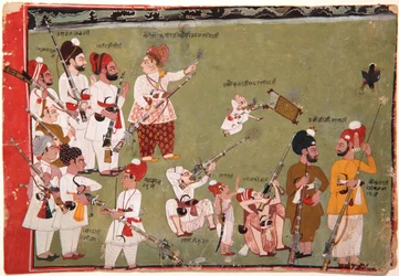 Adar Singh und Saman Singh schießen Vögel, ca. 1790